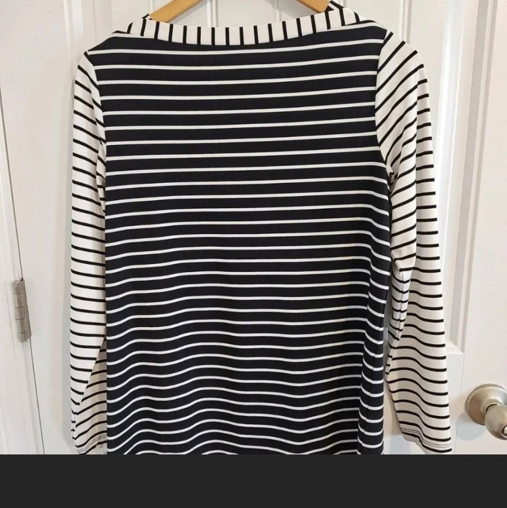 Susan Graver Black and White Striped Long Sleeve Top - Picture 2 of 6